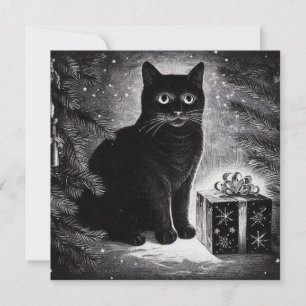 Black Cat mit Weihnachtsgeschenk Karte