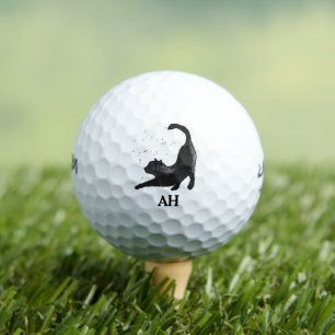 Black Cat Monogram Animal Kitten Pet Golfball