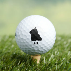 Black Cat Monogram Animal Kitten Pet Golfball