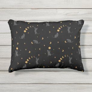 Black Cat Moon Phases Accent Pillow Kissen Für Draußen