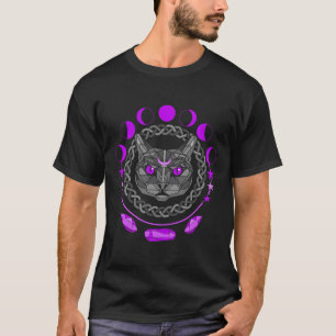 Black Cat Moon Phases Halloween Horror Hexe Wicca T-Shirt