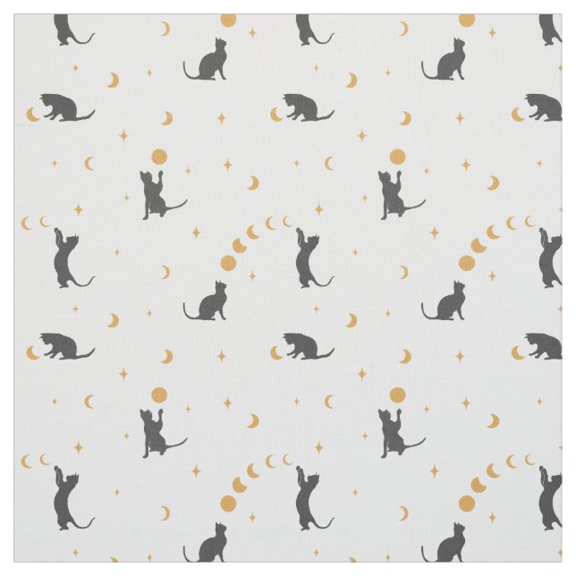 Black Cat Moon Phases Stoff (Muster)