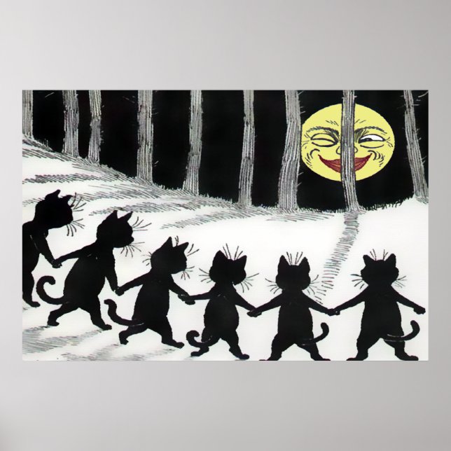 Black Cat Moon Poster drucken (Vorne)