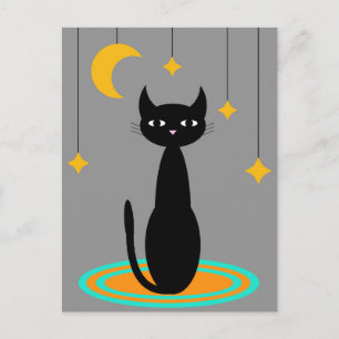 Black Cat Moon Postkarte