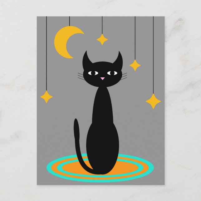 Black Cat Moon Postkarte (Vorderseite)
