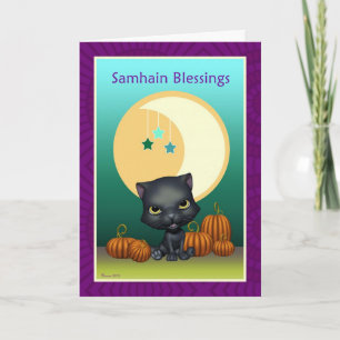 Black Cat Moon Samhain Segen Grußkarte Karte