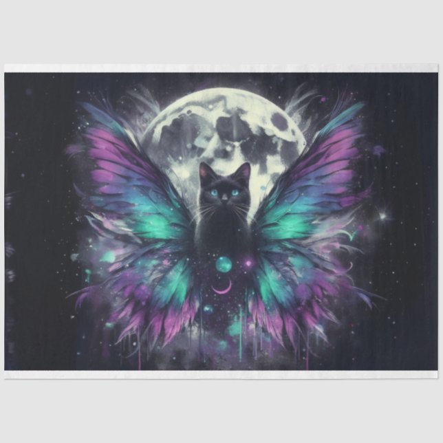 Black Cat Moon Tissue Paper Seidenpapier (Vorderseite)