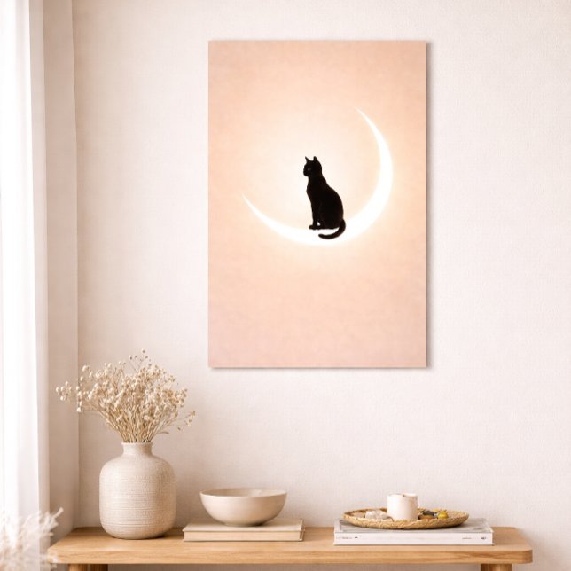 Black Cat Moon Wall Art – Neutral Beige Home Decor Poster (Von Creator hochgeladen)