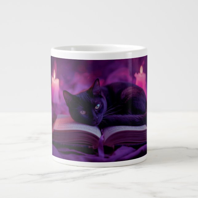 Black Cat Mug | Witchy Candlelight Coffee Cup Jumbo-Tasse (Vorderseite)