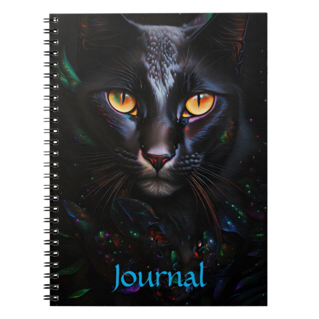 Black Cat Mystical Style Art Journal Notizblock (Vorderseite)