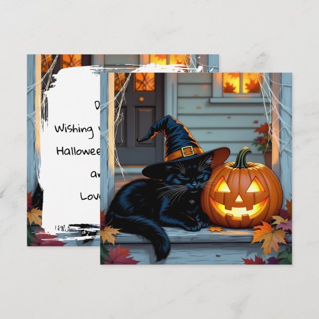 Black Cat Napping Pumpkin Halloween Personalisiert (Vorne/Hinten)