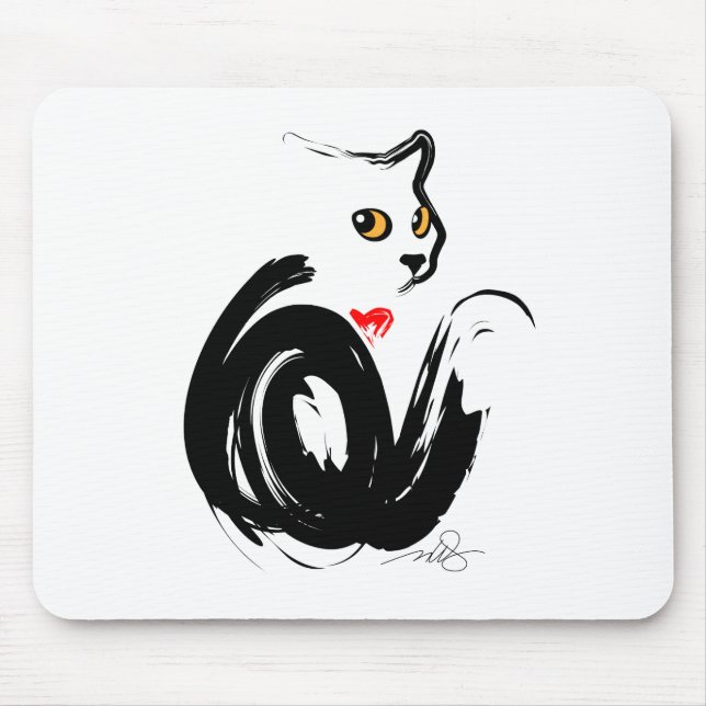 Black Cat 'n'Heart Mousepad (Vorne)