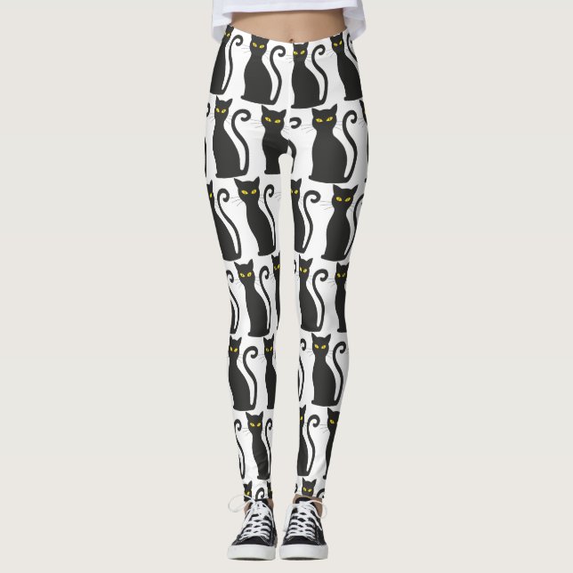 Black Cat Niedlich Leggings (Vorderseite)