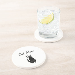 Black Cat Niedlich Winking Kitty Cartoon Getränkeuntersetzer