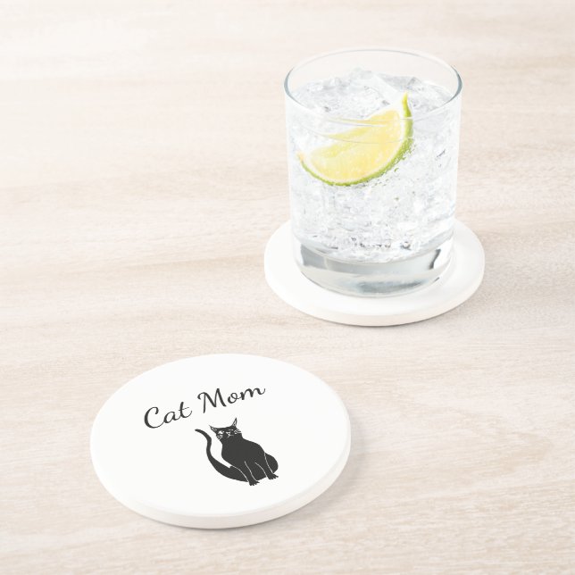 Black Cat Niedlich Winking Kitty Cartoon Getränkeuntersetzer (Seite)