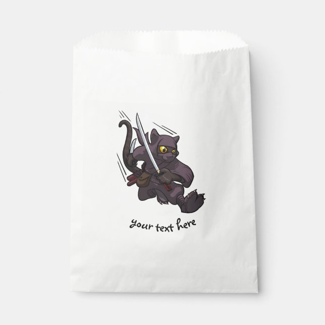 Black Cat Ninja Katana Schwerter Flying Kick Carto Geschenktütchen (Vorderseite)