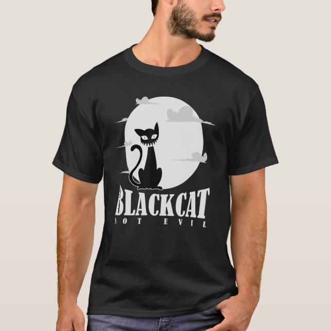 Black Cat Not Evil T-Shirt (Vorderseite)