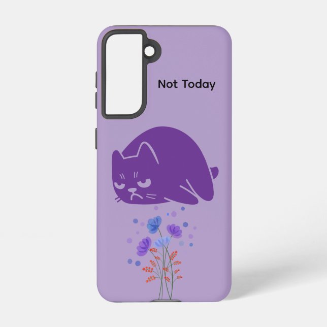 Black Cat Not Today Galaxy Case – Purple Samsung Galaxy Hülle (Rückseite)