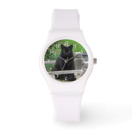 Black Cat on Bridge Numberge Armbanduhr