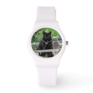Black Cat on Bridge Numberge Armbanduhr