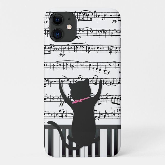 Black Cat On Piano Keys Case-Mate iPhone Hülle (Rückseite)