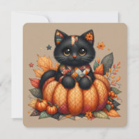 Black Cat on Pumpkin mit Herbst Quilt Muster