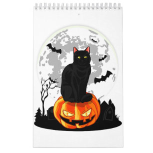 Black Cat On Pumpkin T - Shirt - Vollmond Hallowee Kalender