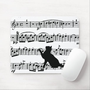 Black Cat On Sheet Music Mouse Pad Mousepad