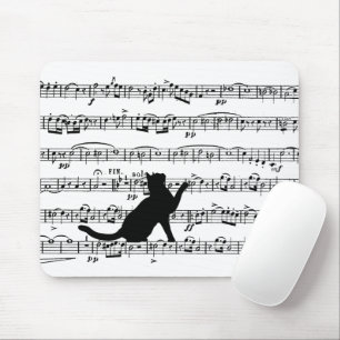 Black Cat On Sheet Music Mousepad