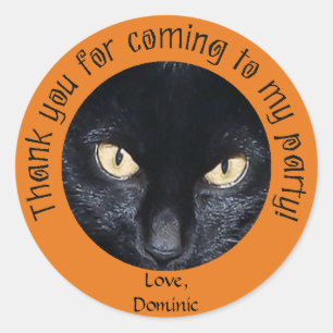 Black Cat Orange Halloween Danke Stickers