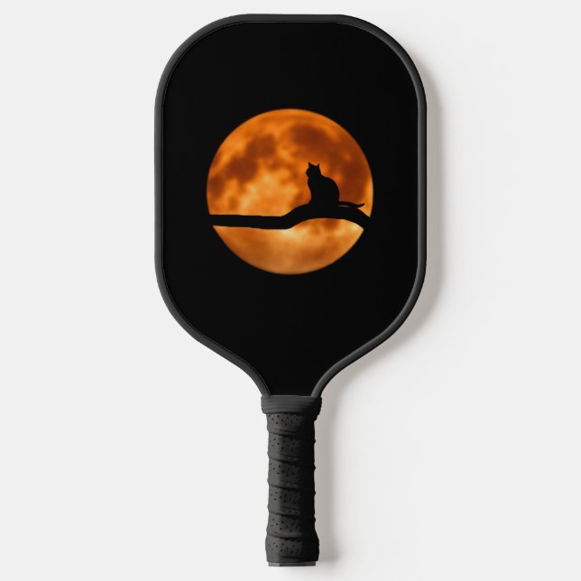 Black Cat Orange Moon Pickleball Schläger (Vorderseite)