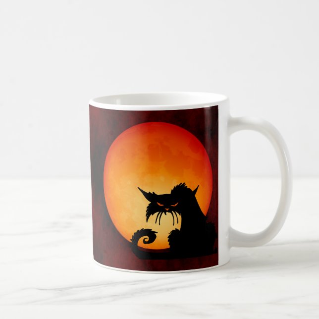 Black Cat Orange Moon Tasse (Rechts)