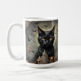 Black Cat Outdoor Scene Tasse