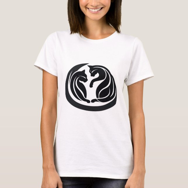 Black Cat Pair: Eine moderne Liebe-Geschichte T-Shirt (Vorderseite)