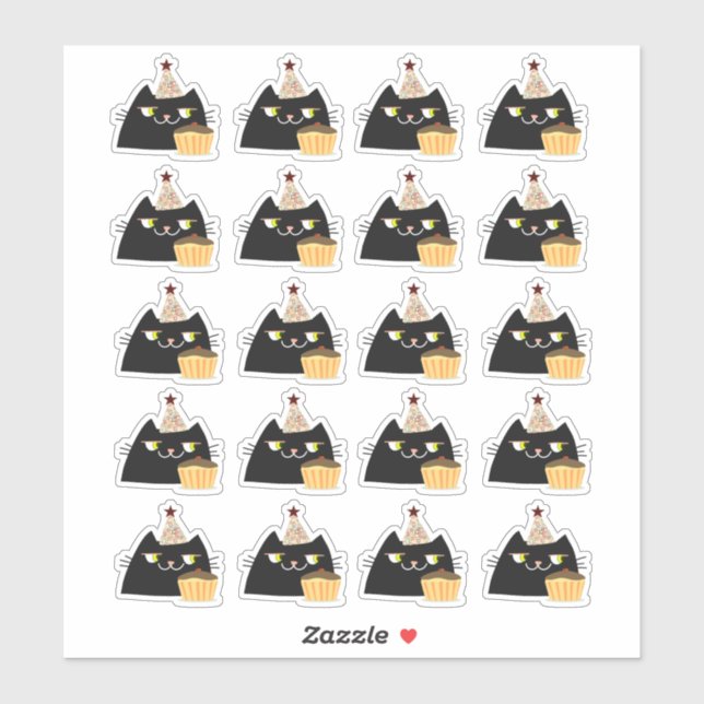 Black Cat Party Aufkleber (Blatt)