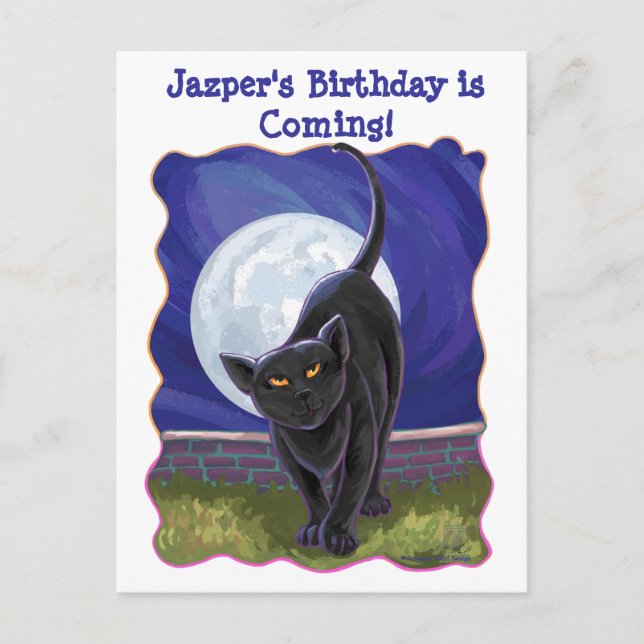 Black Cat Party Center Einladungspostkarte (Vorderseite)