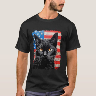 Black Cat Patriotic USA Long Sleeve T-Shirt