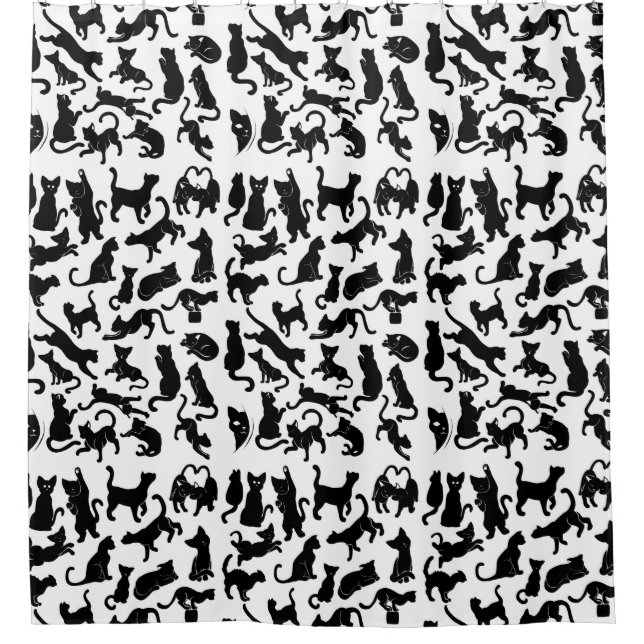 Black Cat Pattern Duschvorhang (Vorderseite)