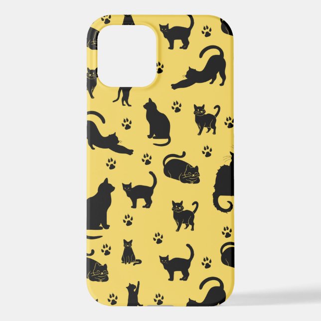 Black Cat Pattern iPhone Hülle (Rückseite)