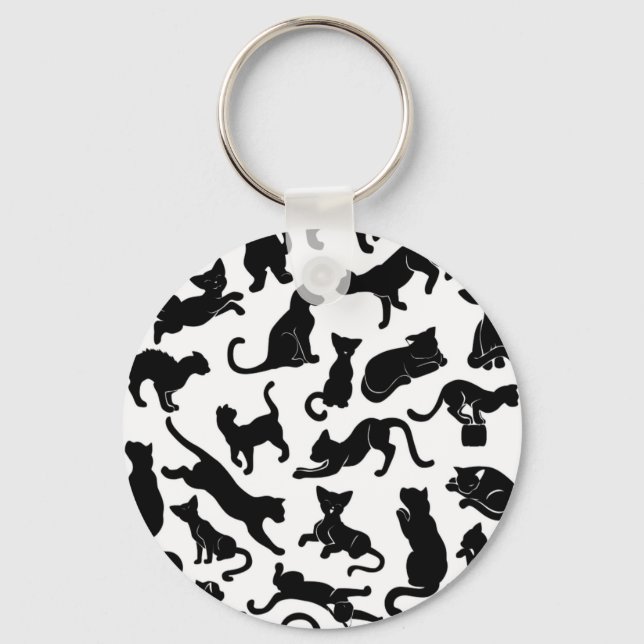 Black Cat Pattern Schlüsselanhänger (Vorderseite)