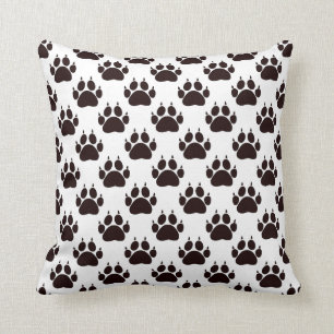 Black Cat Paw Prints Kissen