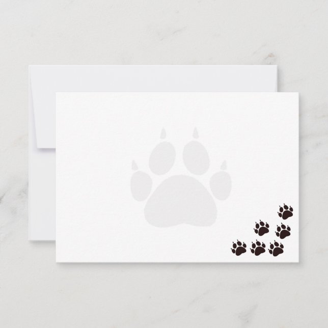 Black Cat Paw Prints Monogram Blank  Mitteilungskarte (Vorderseite)