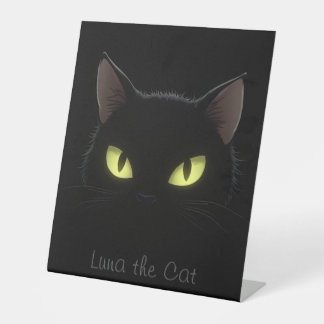 Black Cat Pedestal Sign - (dunkler Hintergrund) Sockelschild