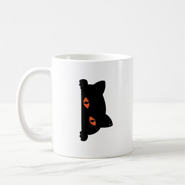 Black Cat Peeking Kaffeetasse (Links)