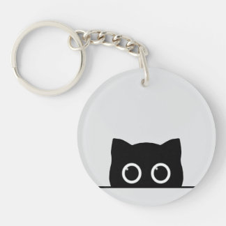 Black Cat Peeking Keychain Schlüsselanhänger
