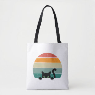 Black Cat Peeking Sunset Vintag 3