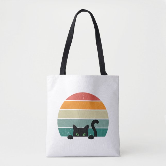 Black Cat Peeking Sunset Vintag 3 (Vorderseite)