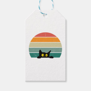 Black Cat Peeking Sunset Vintag 4 Geschenkanhänger