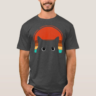 Black Cat Peeking Sunset Vintag T-Shirt