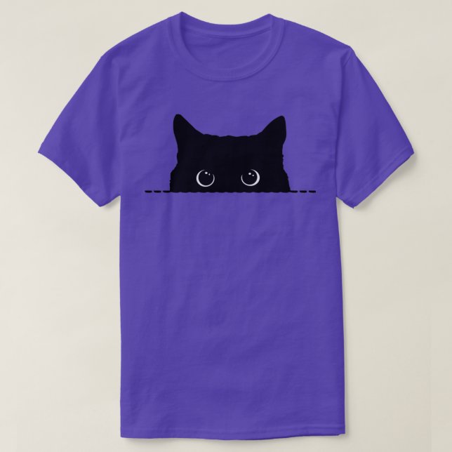 Black Cat Peeking T-Shirt (Design vorne)
